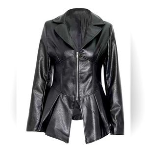 Leather Faux Women’s Ruffle Jacket